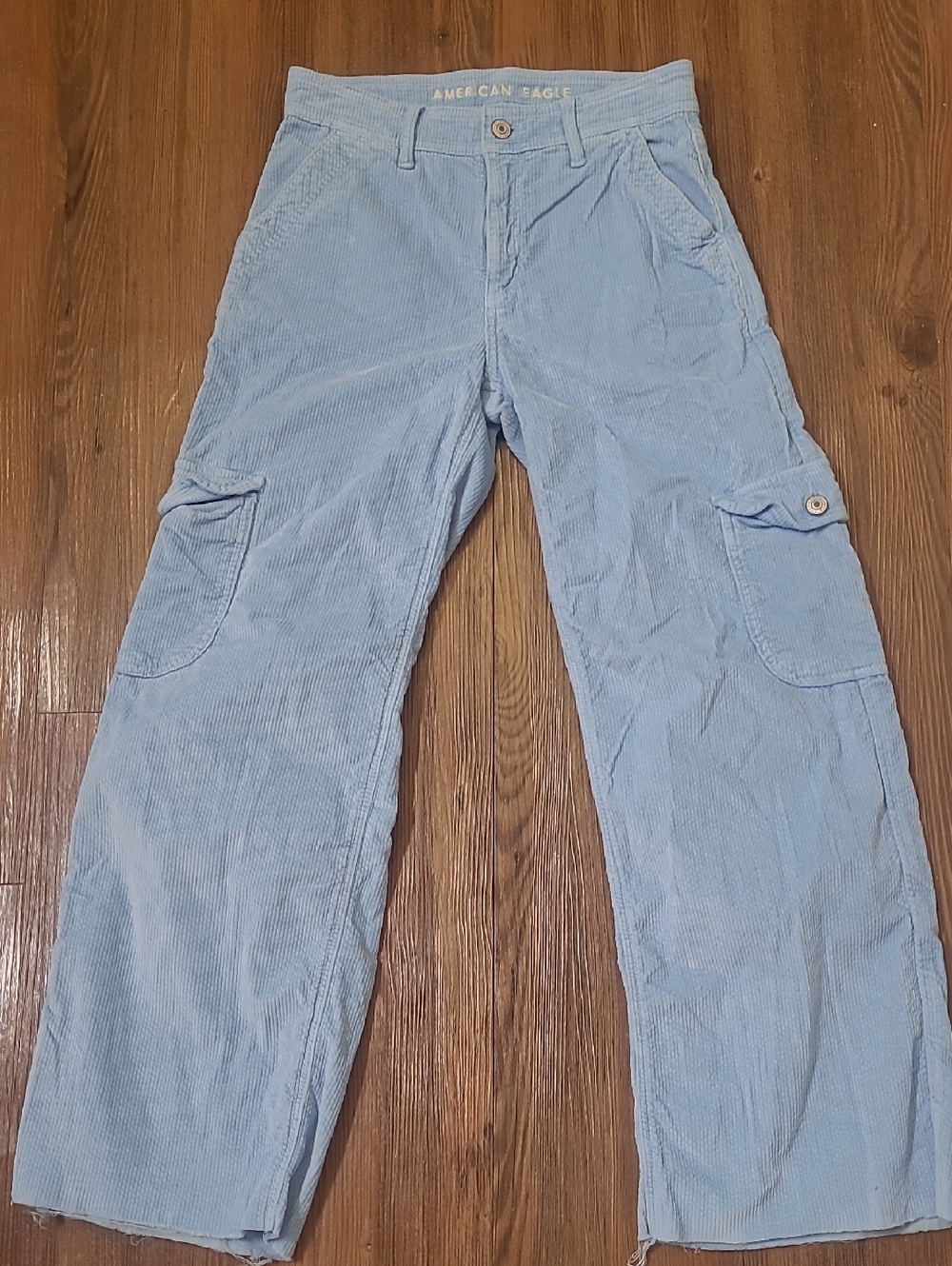 American Eagle Outfitters Pale Blue Corduroy Cargo Pants - women,s